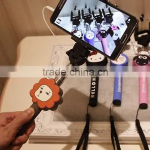 Most Popular Cartoon Aluminum Alloy Selfie Stick With Cable, Fashionable Foldable Selfie Stick thumbnail-3