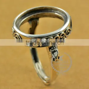 12*15.3mm 925 Sterling Silver Antiqued Silver Vintage Style Oval Flower Bezel Ring Base Blank Supplies DIY Findings 1223069 thumbnail-2