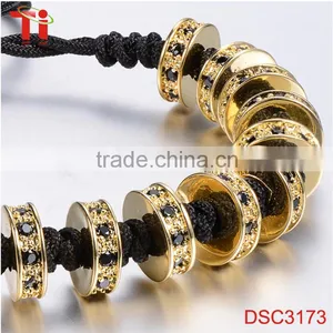 Fashion Gold Plated Zircon Stoppers Macrame Bracelet Braided Rope, 18k Gold Jewellery Wholesale Charm Bracelet thumbnail-4