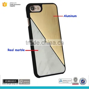 Real Marble Aluminum and pc Hard Phone Case for Iphone 7 Case thumbnail-1