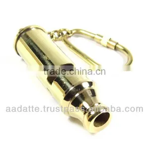 Brass Keychain Scouts Whistle Brass Whistle Nautical Key Chain Whistle Key Ring thumbnail-1
