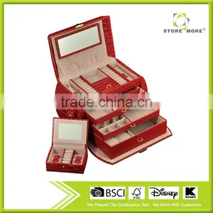 Crocodile Wood Portable Jewelry Display Cases/Red Cufflink Jewelry Case thumbnail-3