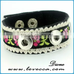 New Arrival Multicolor Hollow Leather Snap Button Bracelet Fit for 18mm Buttons Wholesale thumbnail-2