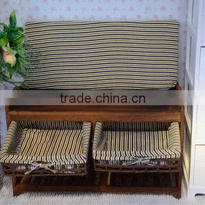 Wood Storage Cabinet Shoe Rack Bench With Drawer for Living Room thumbnail-4