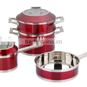7 Pieces Stainless Steel Color Printing Cookware Pot Set thumbnail-1