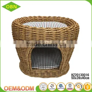 Custom Eco-friendly Material Pure Handmade Comfortable Rattan Indoor Wicker Cat House or Pet Basket thumbnail-4