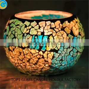 Pink Handmade Glass Mosaic Candle Holder thumbnail-6