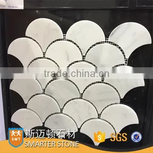 Large Scale Carrara White Fan Shape Mosaic for Flooring thumbnail-1