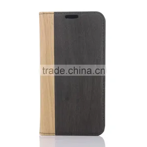 Nature Wood Grain PU Card Bumper/pocket Cell Phone Case for Samsung thumbnail-4