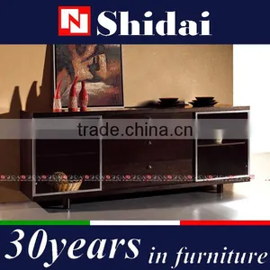 Buffet Server Sideboard Table Wine Cabinet With Drawers Glass Doors Wood Wenge N6303 thumbnail-1