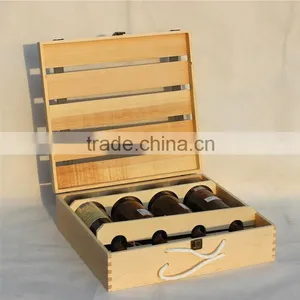 2016 Customized Handmade 4 Bottle Wooden Wine Gift Box thumbnail-3