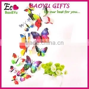 New Design Double-deck 3D Butterfly Wall Sticker PVC Double Layer Butterflies Decor Wall Sticker thumbnail-1