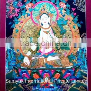Tibetan White Tara Thangka Handmade in Nepal thumbnail-1