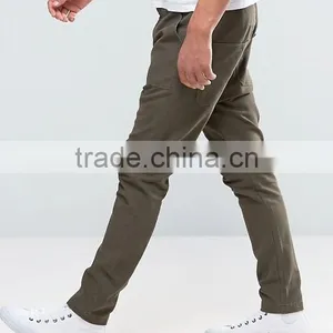 High Quality Custom Guangzhou Manufacturer OEM Drop Crotch Button Fly 100% Cotton Twill Breathable Khaki Men's Casual Pants thumbnail-4
