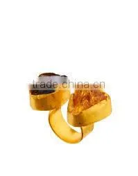 Stylish Double Stone Semi Precious Stone Ring,druzy Ring,2015 Latest Ring Collection thumbnail-1