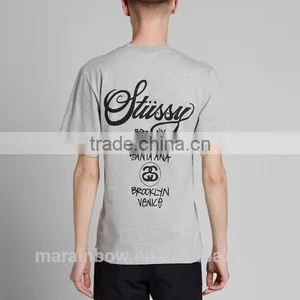 High Quality 100% Cotton Grey Printed Mens Crew Neck T Shirts Graphic Print Short Sleeve T Shirt thumbnail-2