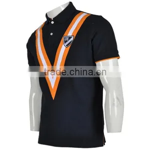 Men's Strip Polo T Shirt With Contrast Color Black Orange thumbnail-2