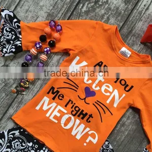 Baby Girls Halloween Clothing Girls Are You Kitten me Right Meow Outfits Girls Halloween Outfits Damask Capri With Accessories thumbnail-2