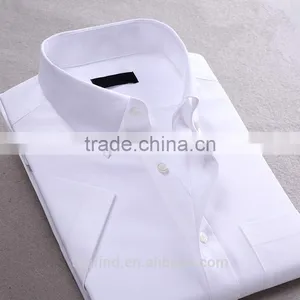 Mens Cotton CVC TC White Blue Short Sleeve Oxford Shirt thumbnail-1