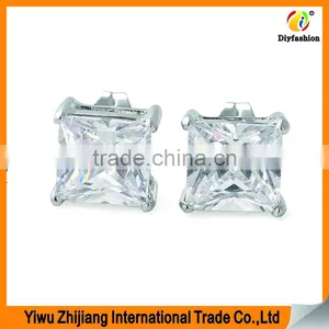 2017 New Fashion Inlay Zircon Platinum Plating Set Auger Square Earrings thumbnail-4