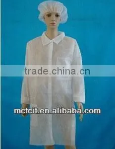 Disposable Non-woven Customized Breathable Lab Coat With Knitted Collar & Elastic Cuff & Pockets thumbnail-1