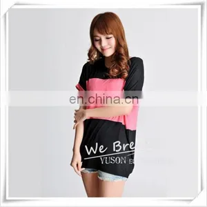 Bamboo Jersey Summer Short Sleeves T-shirt With Big Color Block Matching Soft thumbnail-5