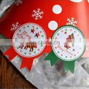 Badge Shape Colorful Red Green Christmas ThemeBox Bag Label Baking Bag Sealing Sticker Baby Shower Gift Decoration Craft Packing thumbnail-3