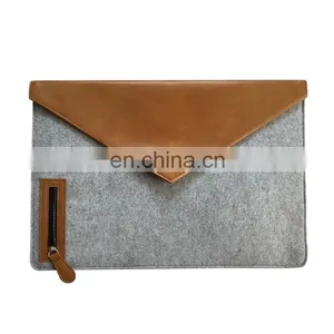 13" Envelope Felt Laptop Sleeve, Wool Felt Laptop Bag With Black Elastic Band thumbnail-1
