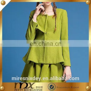Lotus Irregular Buttom High Waist Fitted Women Coat thumbnail-1
