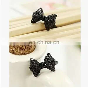 2017 New Stlye Vintage Adjustable Fully-jewelled Simulated Diamond Fashion Black Color Party Butterfly Rings For Women thumbnail-2