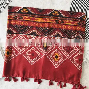 New Long Towel Fashion Tribal Print Tassel Spring Autumn Beach All-match Printing Scarf thumbnail-6