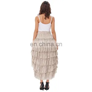 Belle Poque Women Ladies Amelia Steampunk Elastic Waist Ruffled Lace Cake Skirt BP000221-1 thumbnail-5