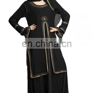 Women's Anarkali Umbrella Style Long Abaya Burkha With Attached Chiffon Jacket ( Long Flairs Abhaya Burqas 2017) thumbnail-5