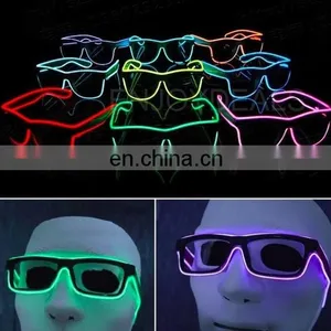 EL Glasses El Wire Fashion Neon LED Light Up Shutter Shaped Glow Sun Glasses DJ Bright SunGlasses thumbnail-3