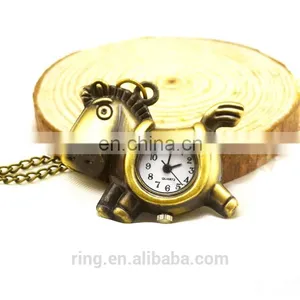 New Model Animal Hollow Horse Vintage Design Pocket Watch With Chain thumbnail-1