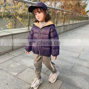 3646/Hot Wholesale Thick Kids Winter Hooded Down Coat High Quality Solid Color Girls Fashion Down Jacket thumbnail-5