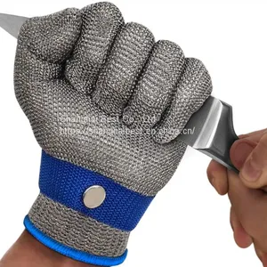 Wholesale Cut Resistant Glove Level 9 Stainless Steel Wire Metal Mesh Butcher Safety Work Glove for Meat Cutting, Fishing, Latest Material thumbnail-1