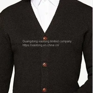 Men Spring Autumn V Neck Business / Casual Black Cardigan Sweater thumbnail-1