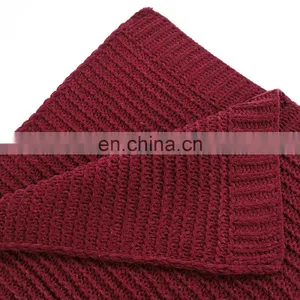Wholesale High Quality Warm Knit Red Solid Color Throw Blanket thumbnail-5