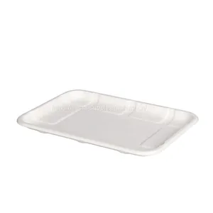Eco Friendly Factory Direct Bagasse Rectangle Tray Disposable Tableware Multi-use Serving Platter Food Tray thumbnail-2