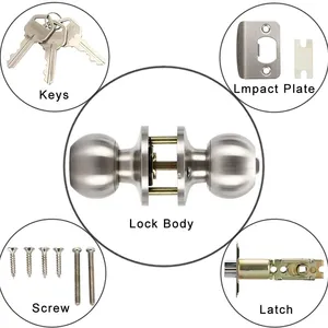 Grade 3 Residential Use Tubular Round Interior Knob Lock Door Handle thumbnail-2
