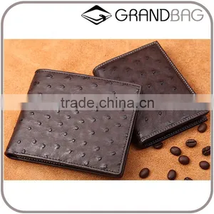 High Quality Brown Color Genuine Real Ostrich Leather SIM Card Slot Small Wallet for Men thumbnail-1