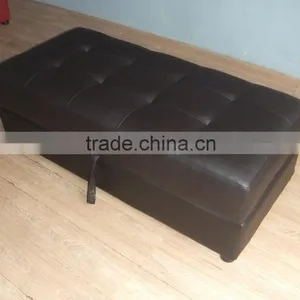 Brown Leather Sofa Stool & Ottoman With Storage thumbnail-4