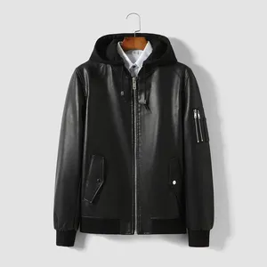 Leather Waterproofing Fashion Color Casual Sports Windproof Men's Long Sleeves Loose Jacket thumbnail-5