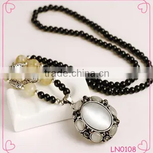 Fashion Rosary Bead Necklace Crystal Opals Fashion Jewelry South Korea's Sweater Chain thumbnail-1