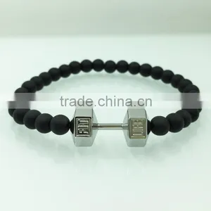 Custom High Quality Stainless Steel Jewelry Handmade Man Dumbbell Bracelet thumbnail-6