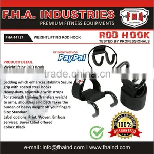 Power Lifting Rod Hook, Training Gym Straps, Bodybuilding Hook With Customized Logo Heavy-Duty Weight Lifting Hooks Grips by FHA thumbnail-1