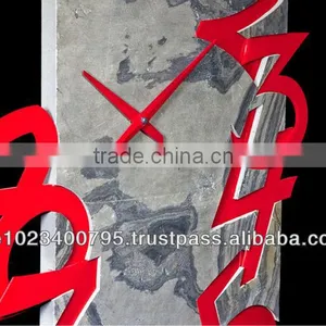 2014 Wall Clock, Unique Clock, Handmade Decorative Wall Clock With Stone Veneer and Acrylic Numbers thumbnail-3