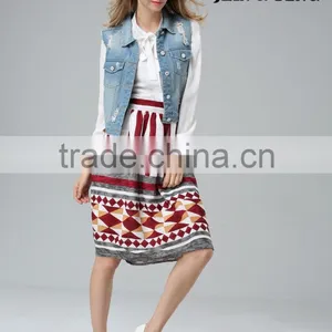 Wholesale Garment Factory Women's Denim Vest With Hoody New Design Lady's Denim Clothes thumbnail-1