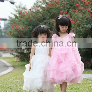 Hot Sale! Satin& Organza Beaded Children Clothing/girl Dress thumbnail-1